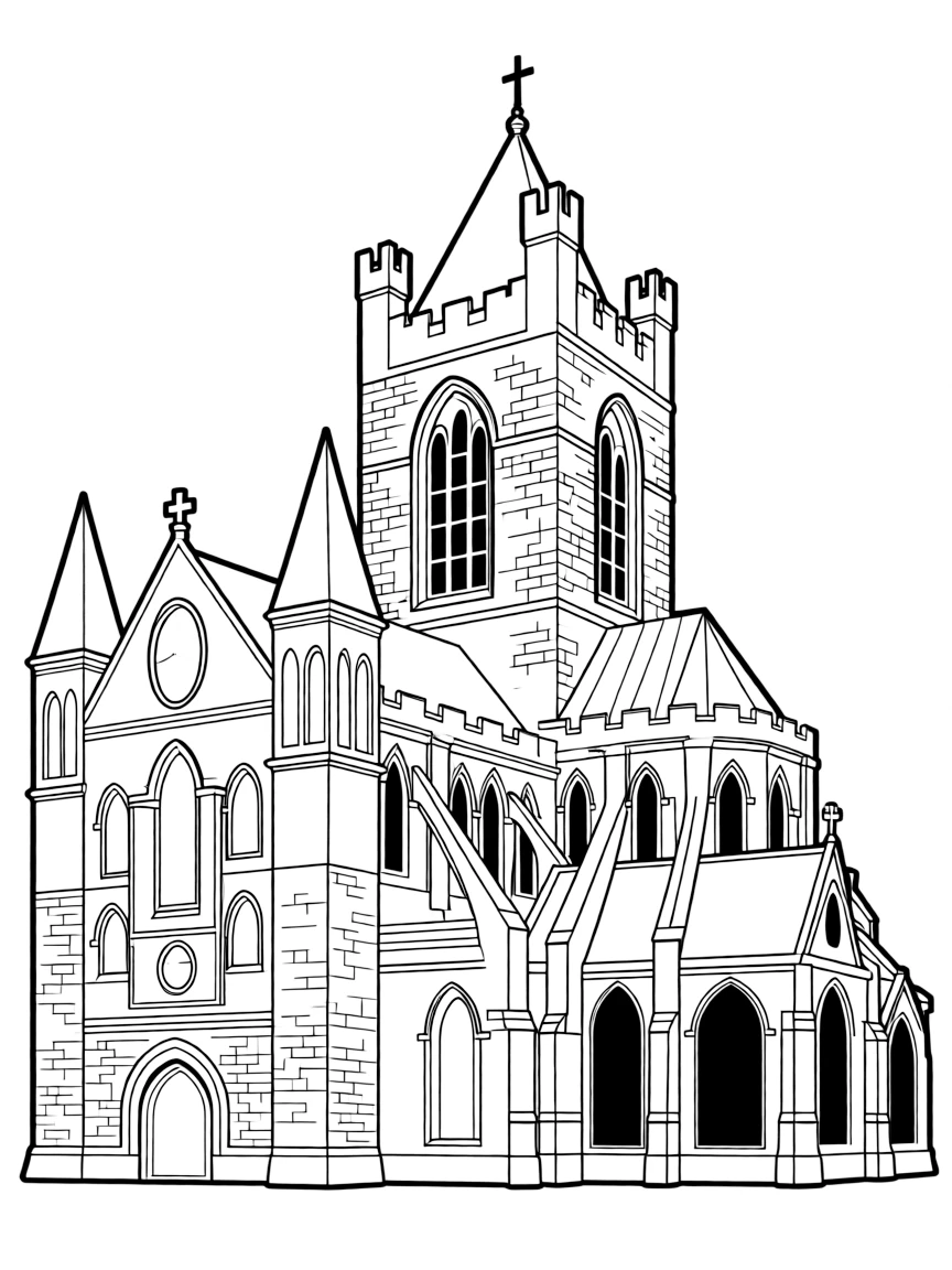 A simple outline of the Christ Church Cathedral, Dublin, Ireland.