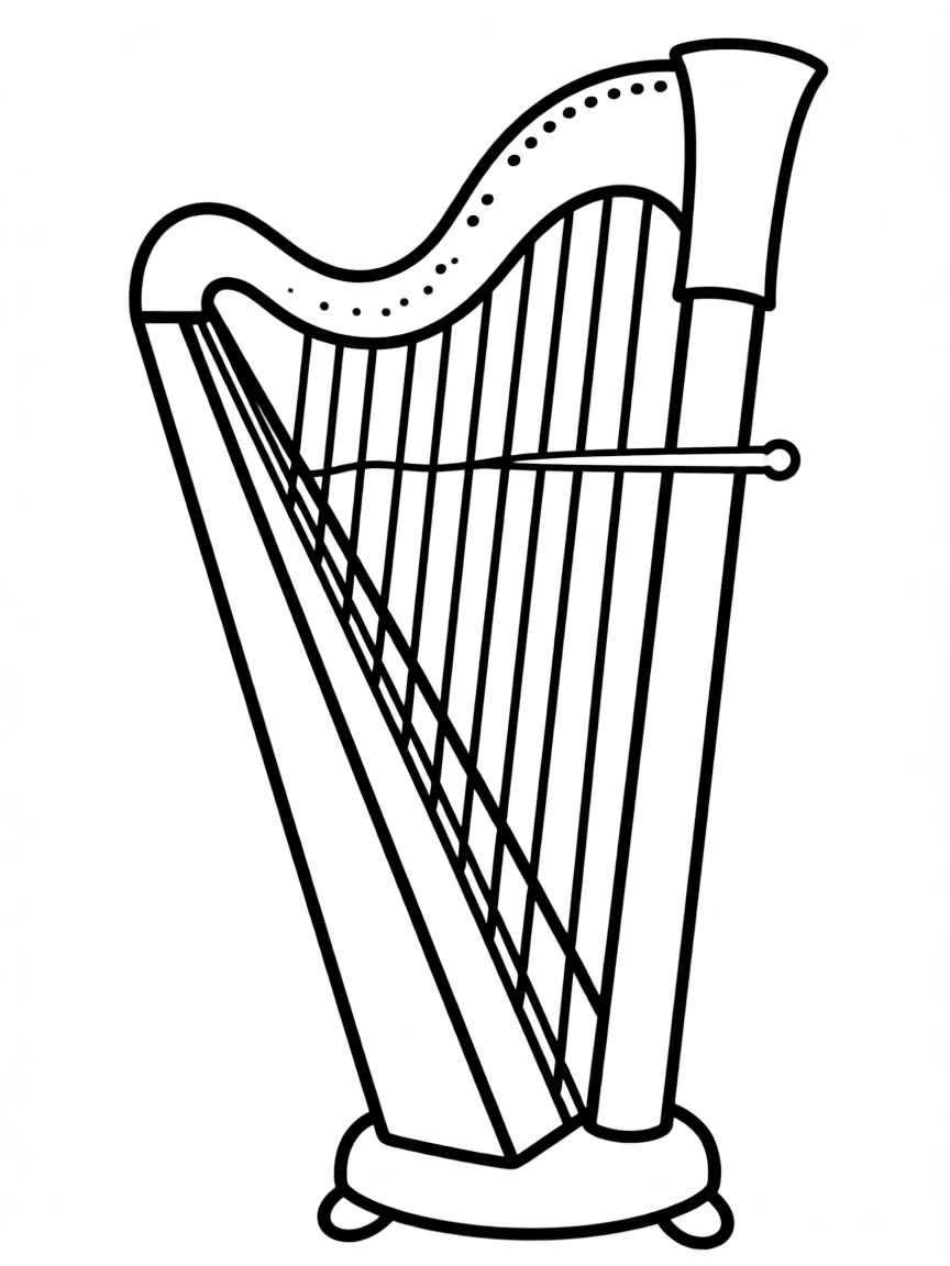 A simple outline of a harp.