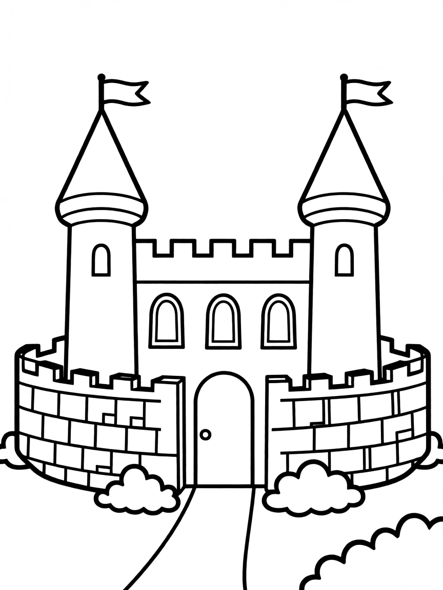 A drawing of a simplified Irish castle.