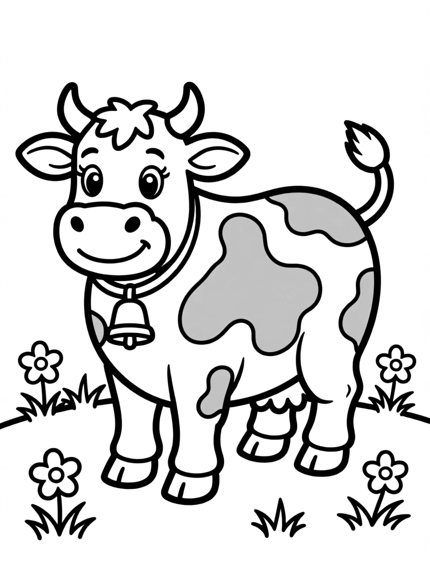 A cute drawing of a Swiss cow.