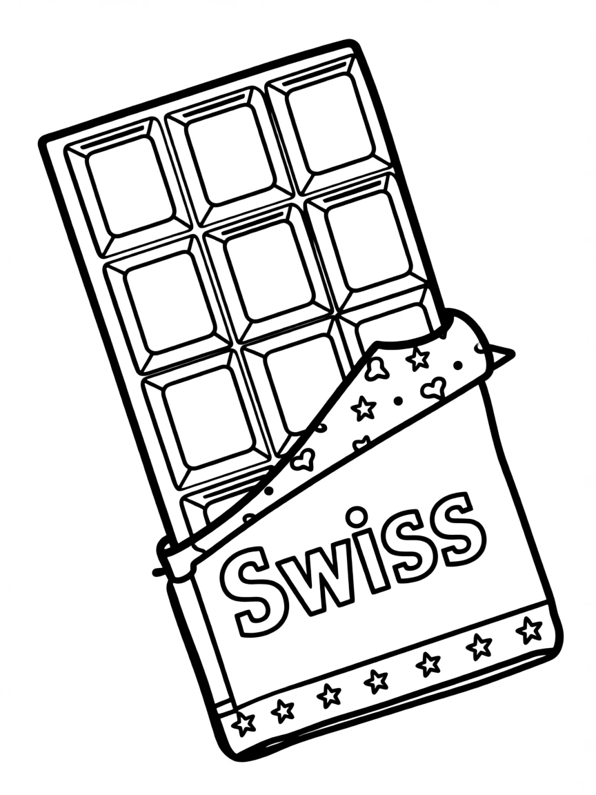 A drawing of a simplified Swiss chocolate.