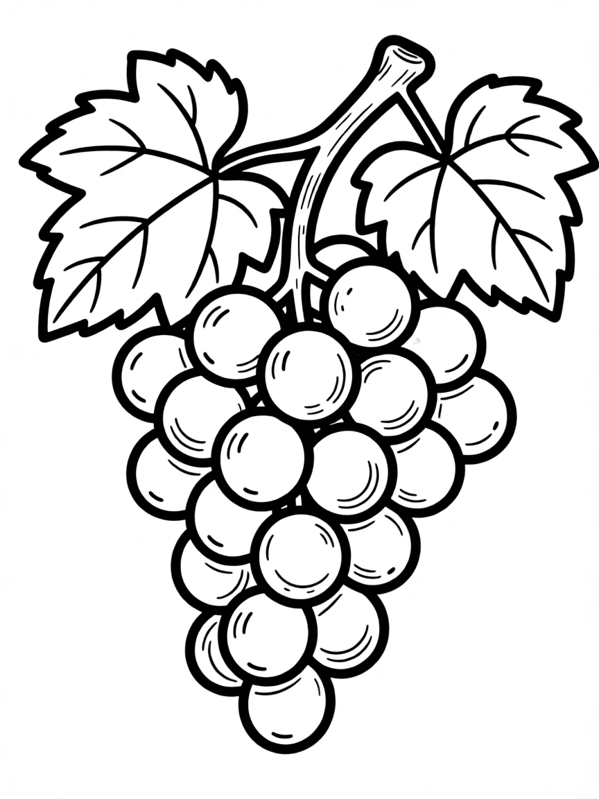 A cute drawing of a bunch of grapes.