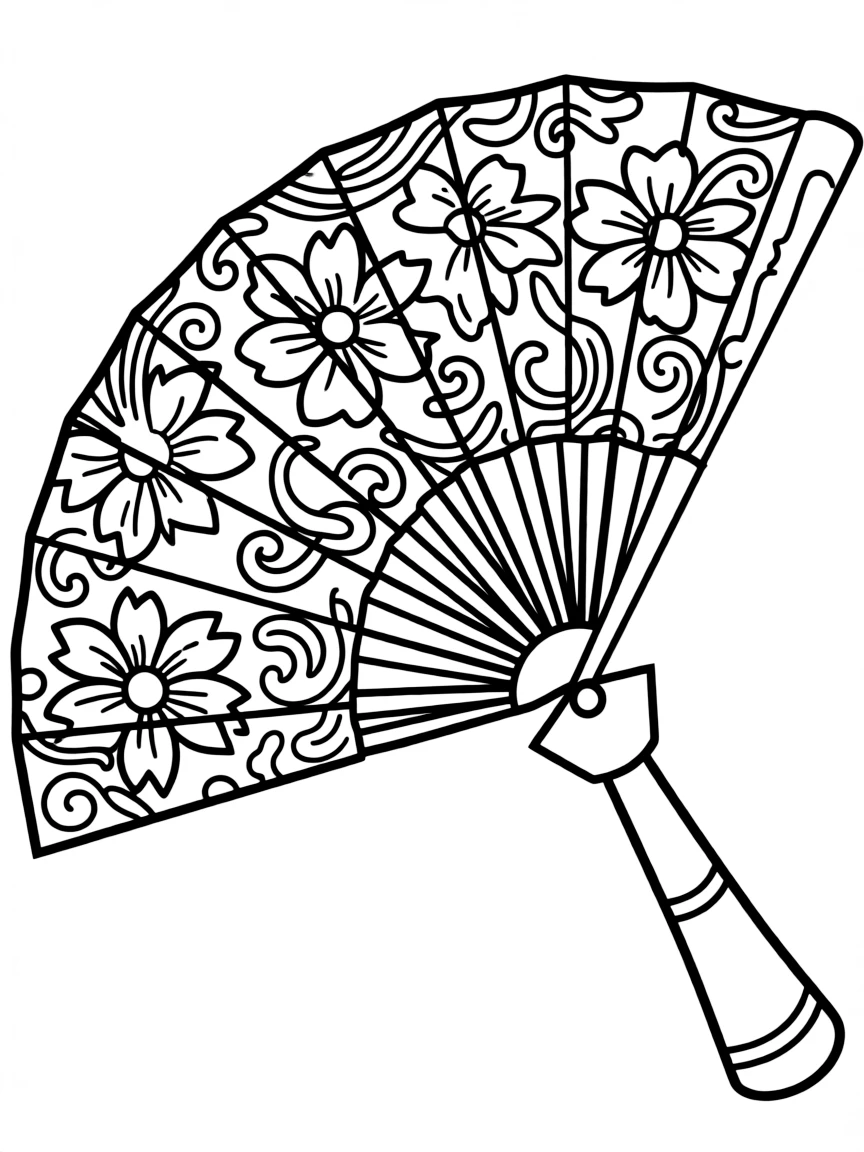 A simple outline of a traditional Spanish fan.