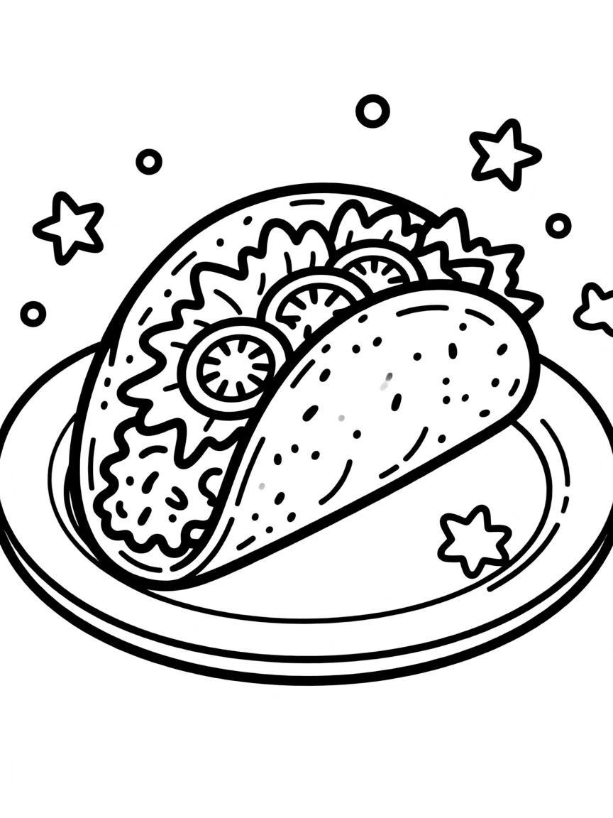 A cute drawing of a delicious taco.
