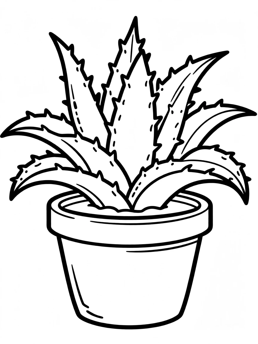 A cute drawing of a small agave plant.