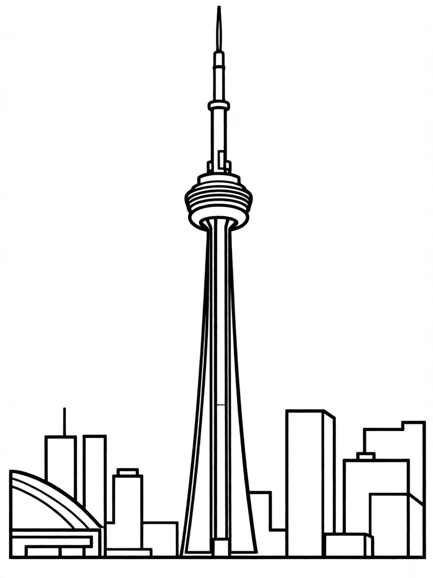 A simple outline of the CN Tower, Toronto, Canada.