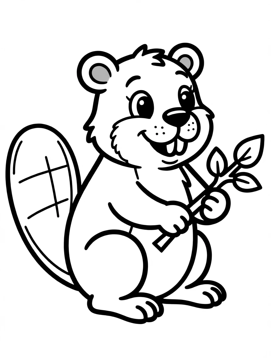 A simplified drawing of a beaver.