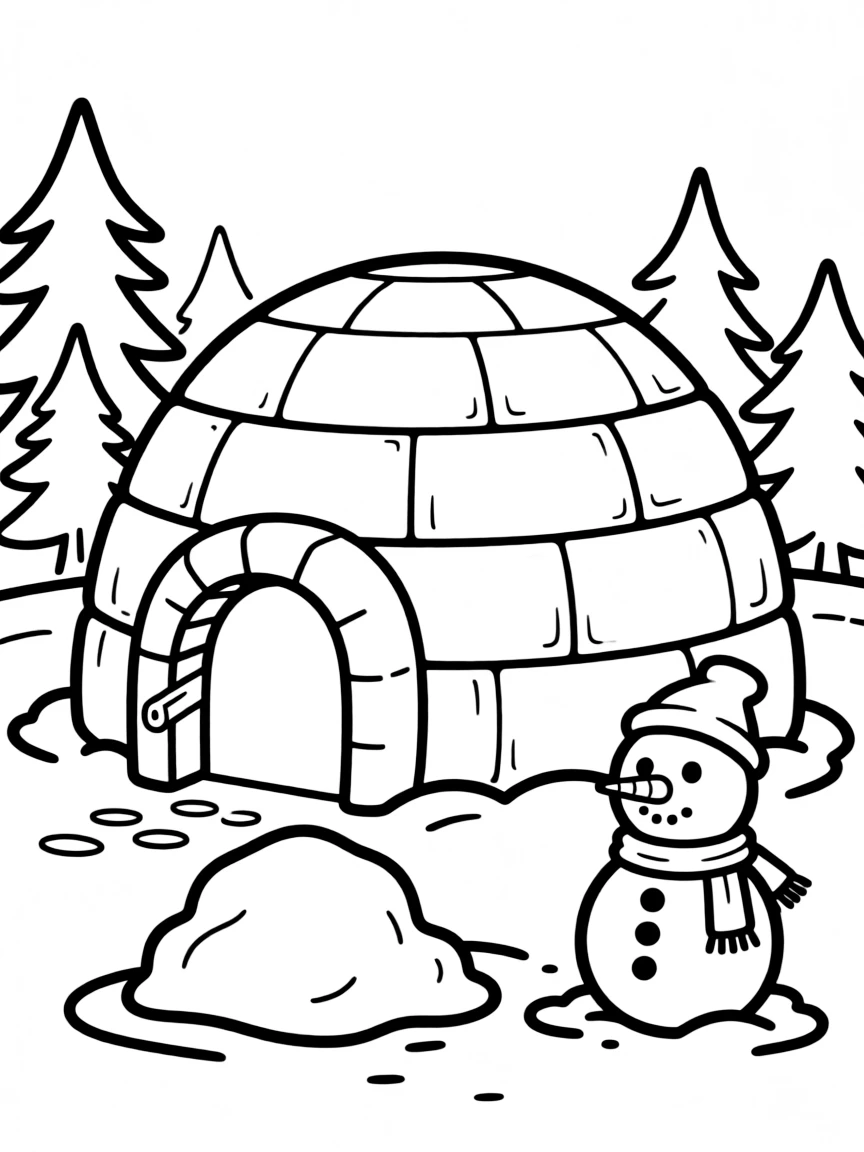 A cute drawing of a small igloo.