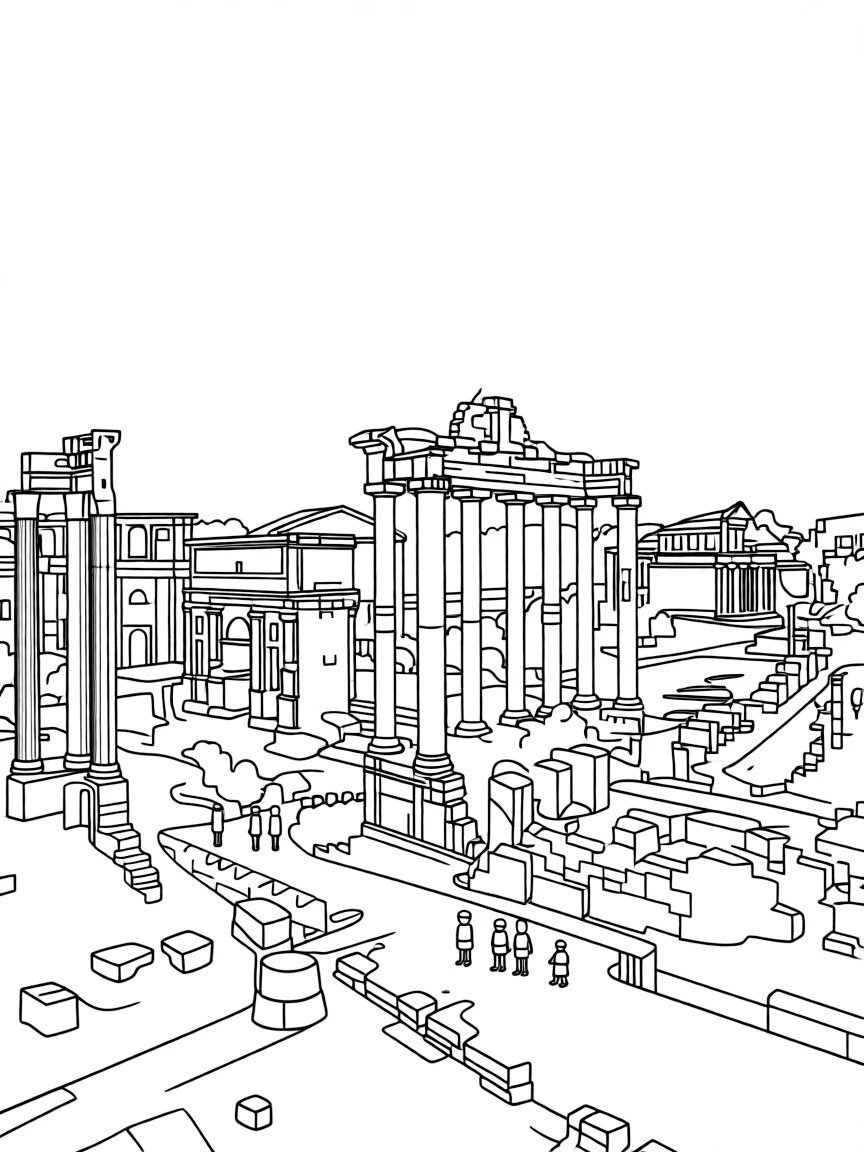 A simple outline of the Roman Forum, Rome, Italy.