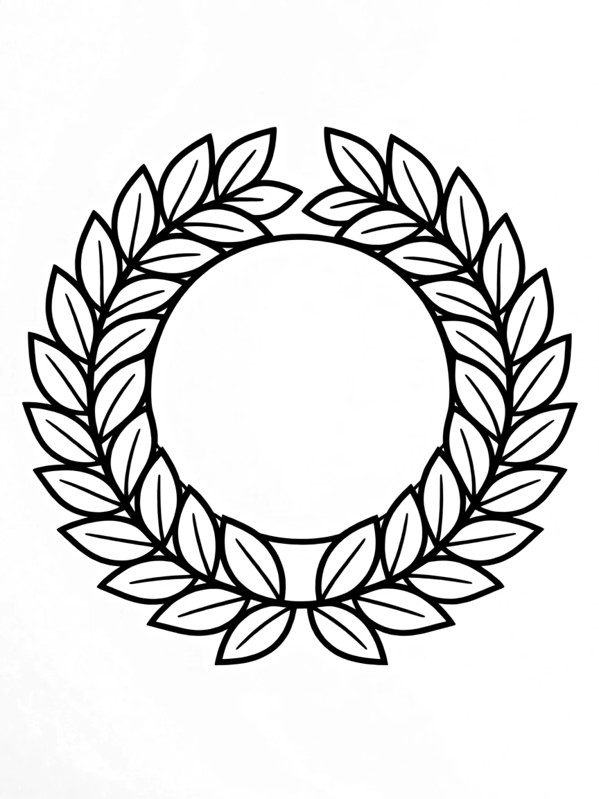 A simplified drawing of a laurel wreath.