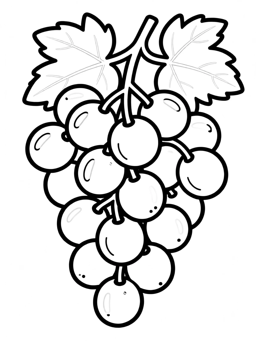 A cute drawing of a cluster of grapes.