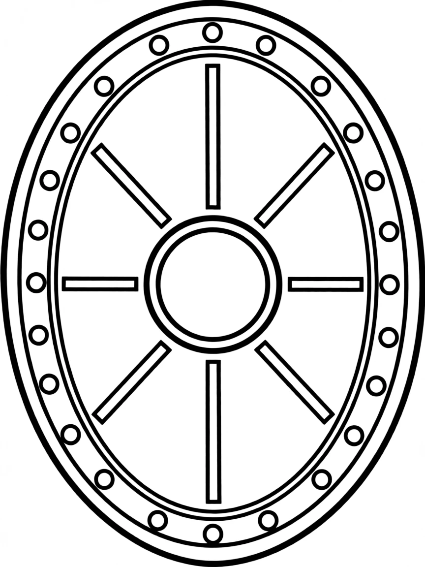 A drawing of a simplified Roman shield.