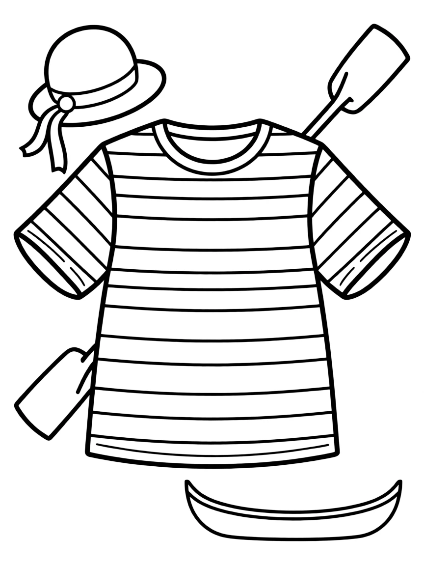 A cute drawing of a striped gondolier shirt.