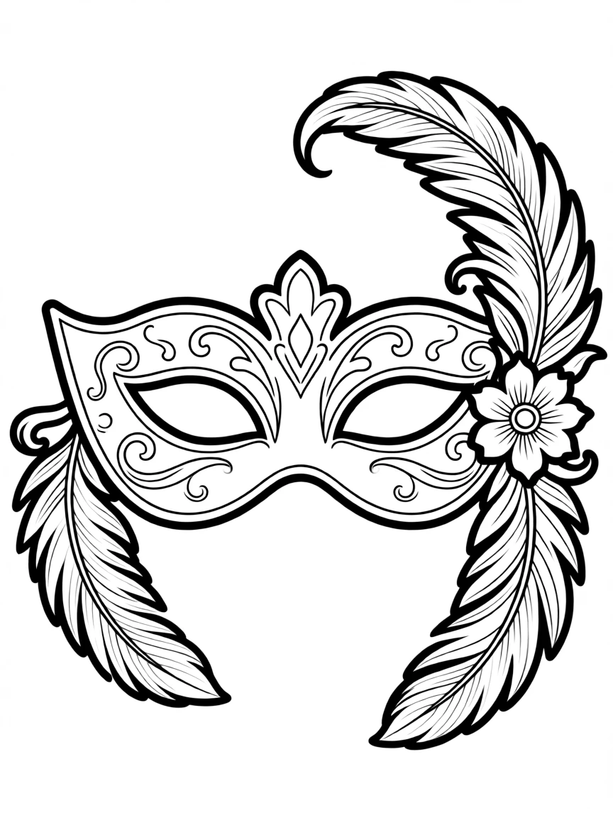A simplified drawing of a Venetian mask.