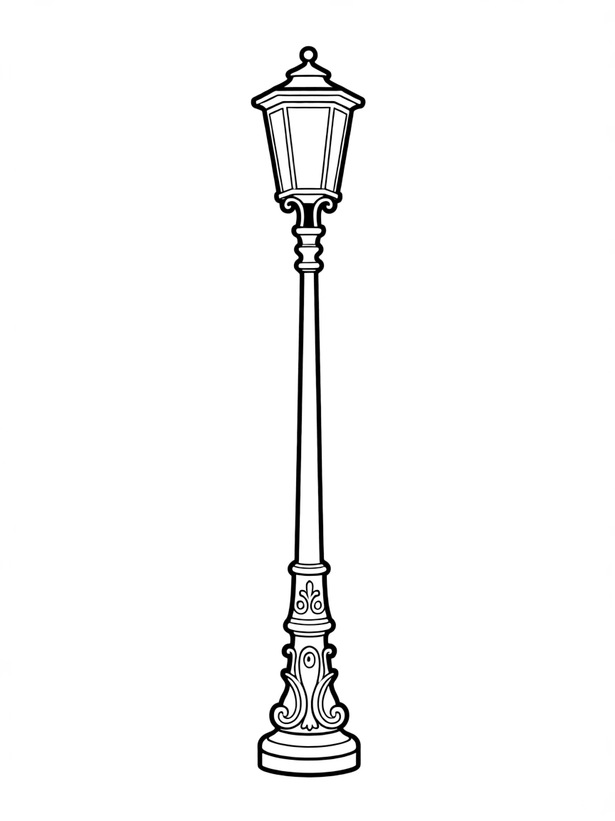 A simple outline of a Venetian lamp post.