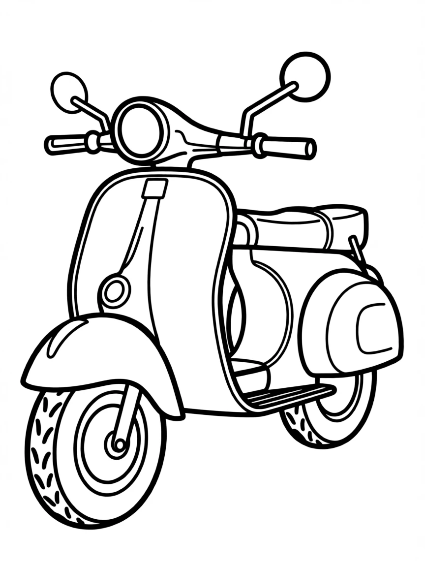 A simplified drawing of a classic Italian red scooter.