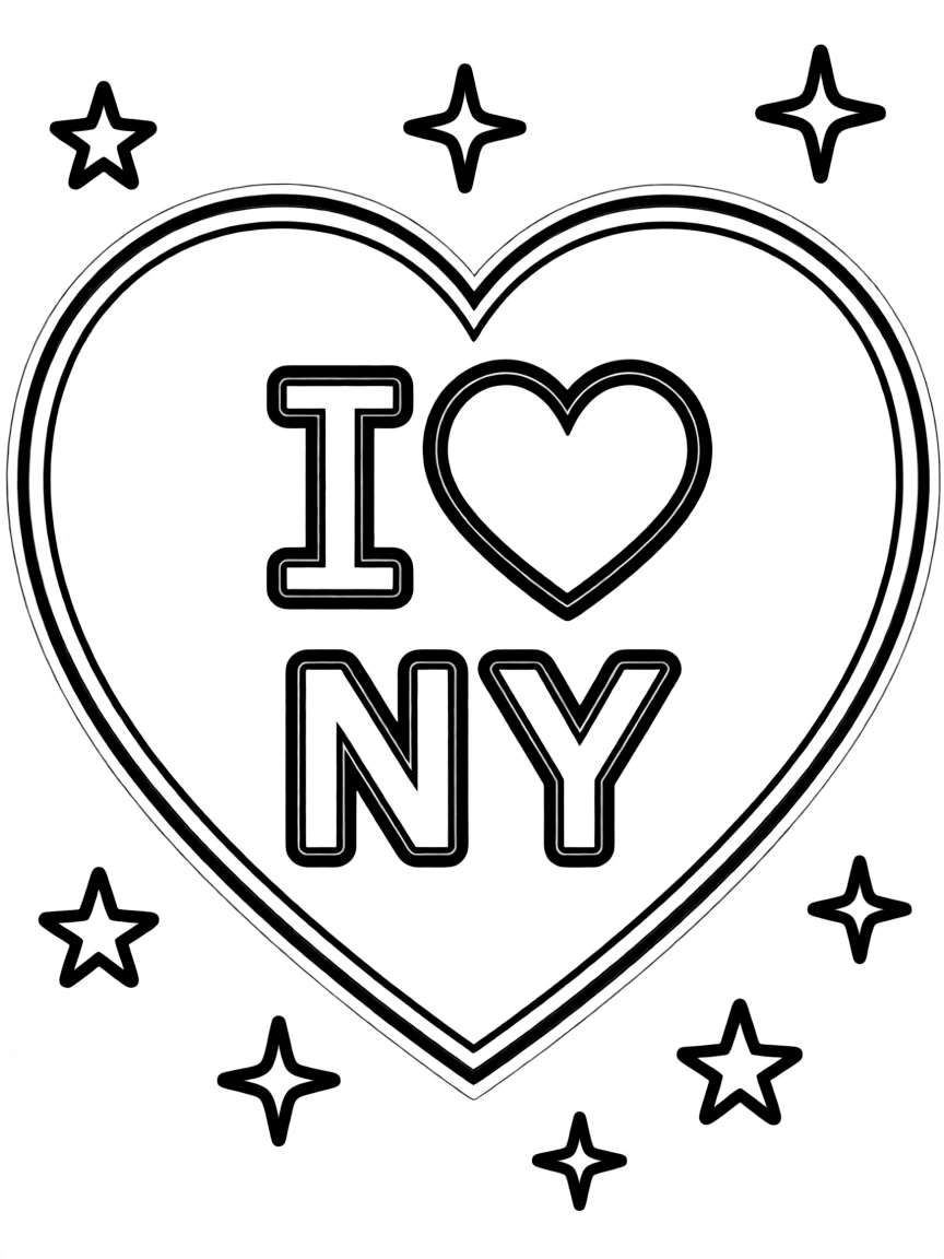A drawing of a simplified "I love NY" heart.