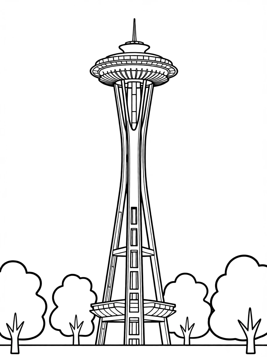 A simple outline of the Space Needle, Seattle, USA.