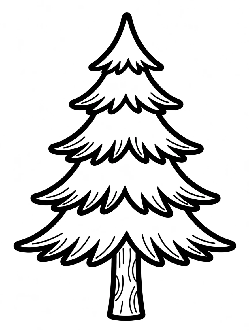 A simple outline of a tall evergreen tree.