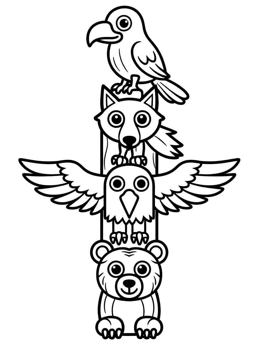 A simplified drawing of a totem pole.