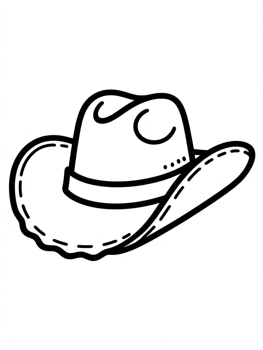 A simplified drawing of a cowboy hat.