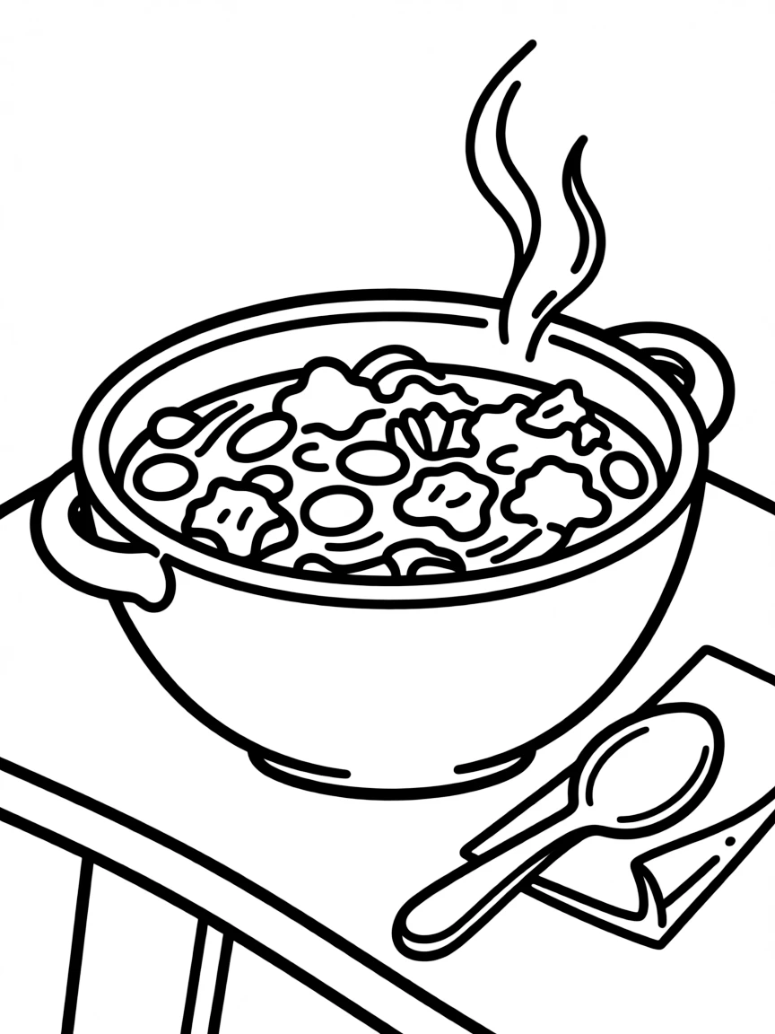 A cute drawing of a delicious chili bowl.