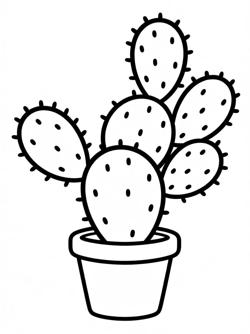 A simple outline of a prickly pear cactus.
