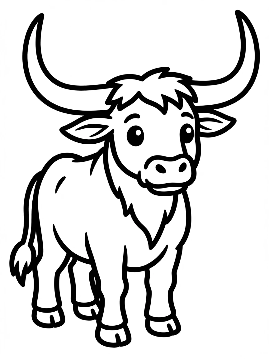 A drawing of a simplified longhorn steer.