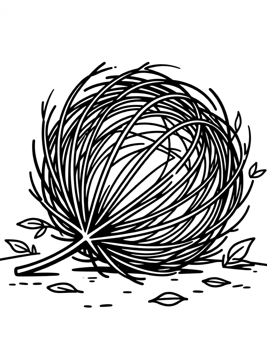 A simple outline of a tumbleweed.