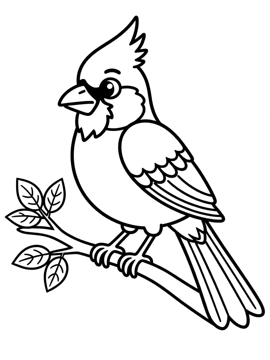 A cartoon-style drawing of a friendly cardinal bird.