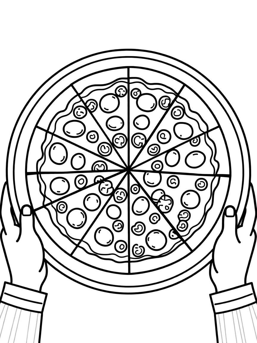 A simplified drawing of a famous St. Louis-style pizza.