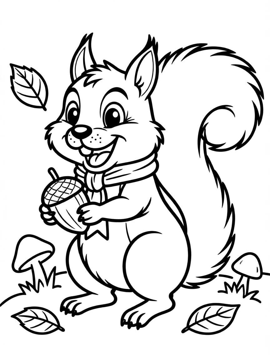 A cartoon-style drawing of a cheerful squirrel.
