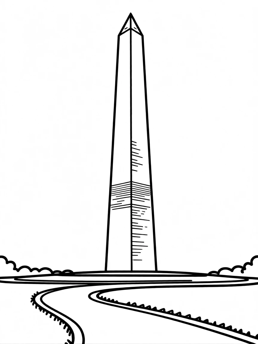 A simple outline of the Washington Monument, Washington D.C., USA.