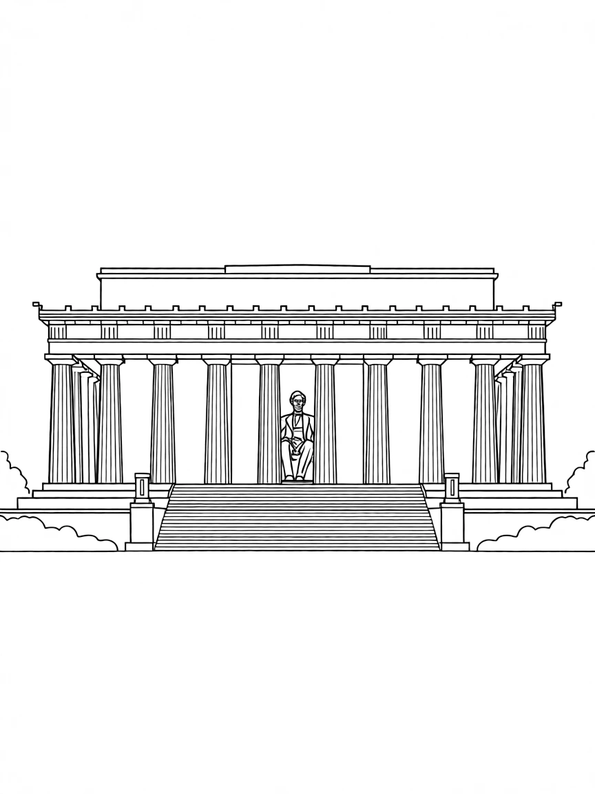 A simplified drawing of the Lincoln Memorial.
