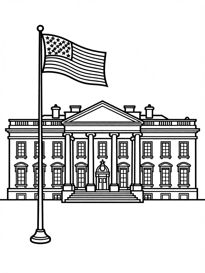 A simple outline of the White House.