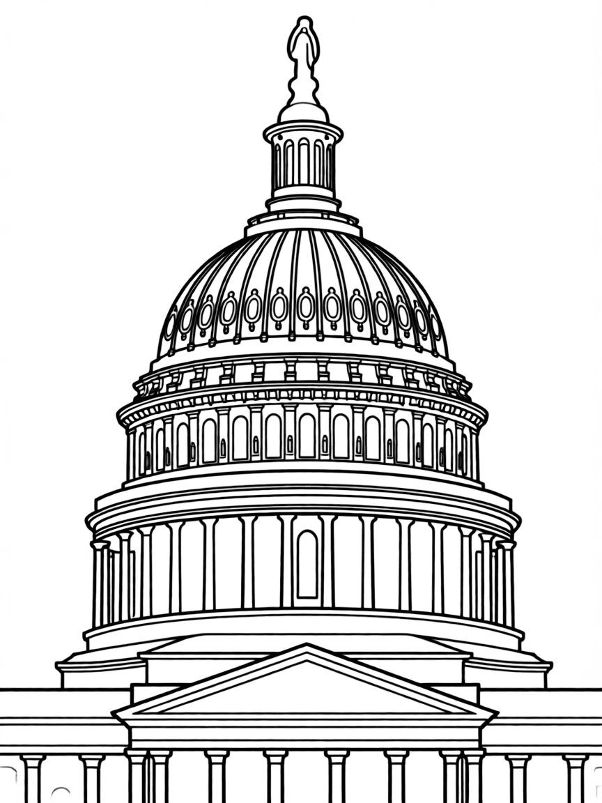 A drawing of a simplified Capitol Building dome.