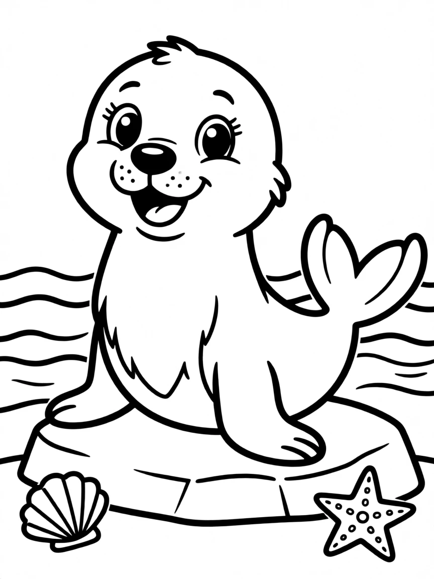 A cartoon-style drawing of a friendly sea lion.