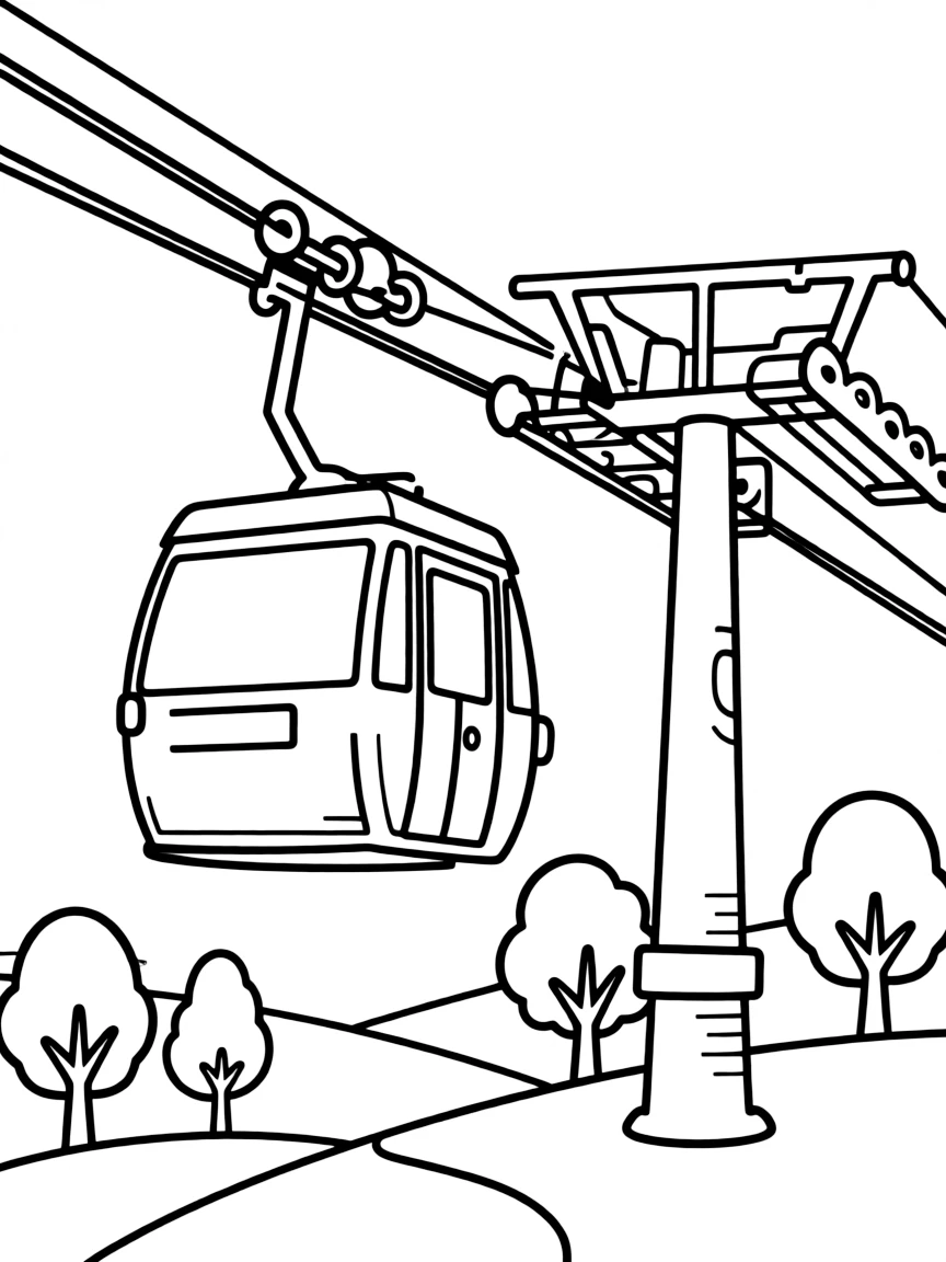 A simplified drawing of a cable car.