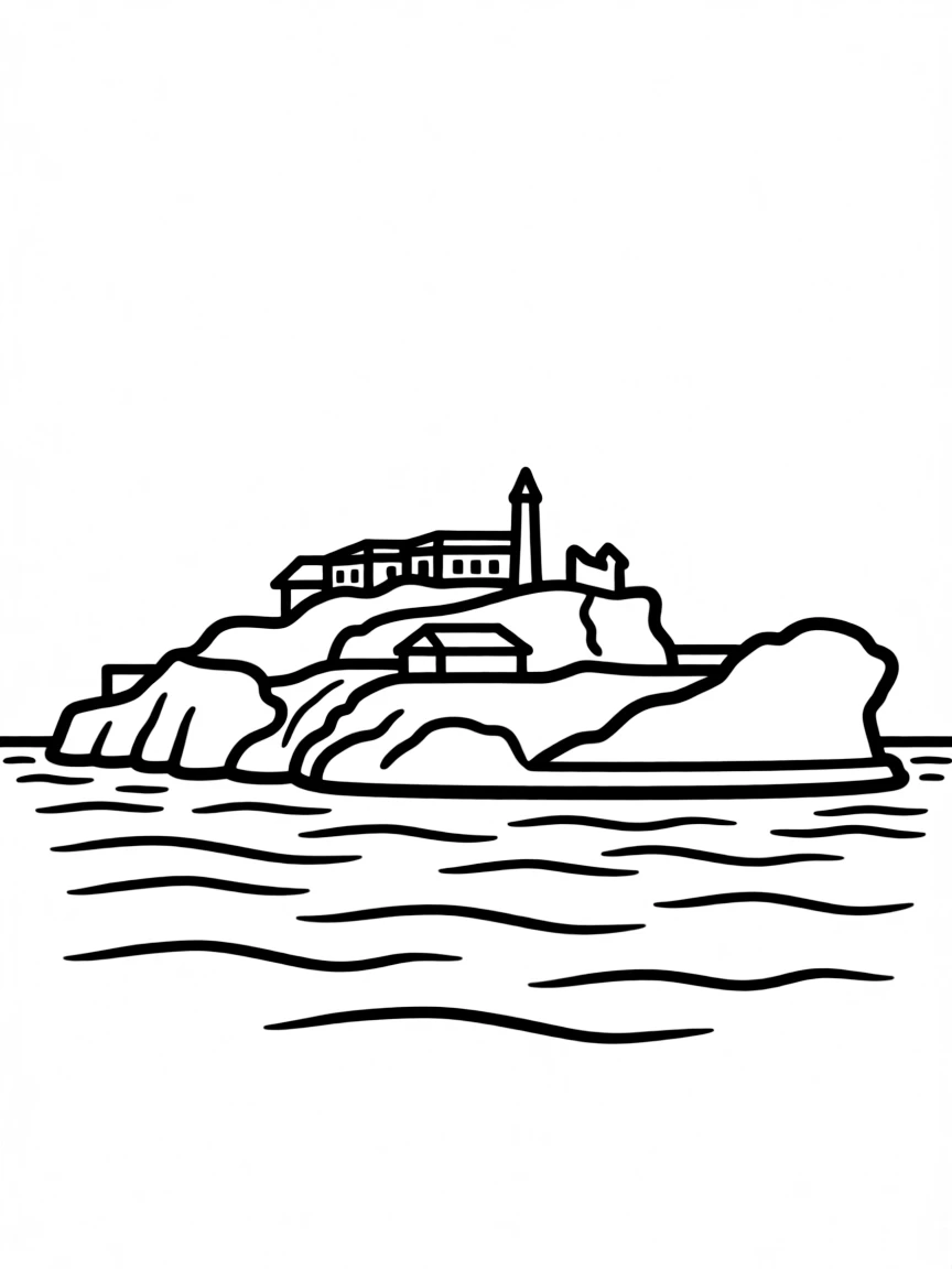 A simple outline of Alcatraz Island.