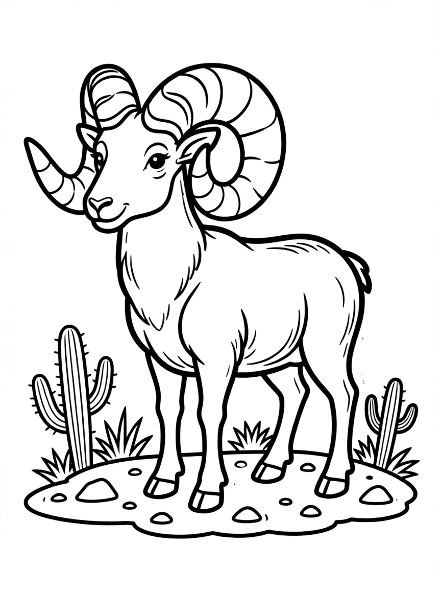 A drawing of a simplified desert bighorn sheep.