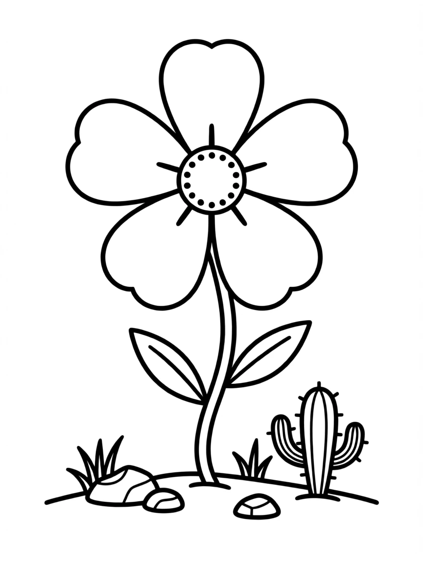 A cute drawing of a small desert flower.