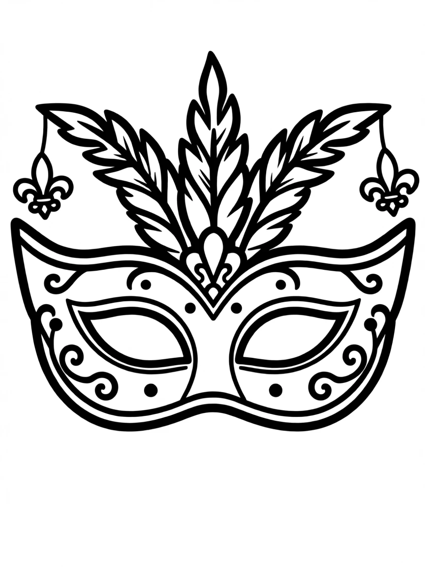 A simple outline of a Mardi Gras mask.