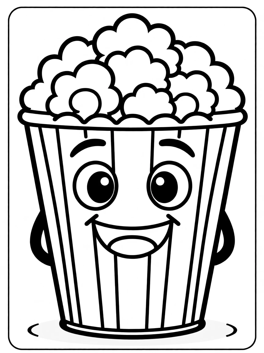 A cute drawing of a popcorn bucket.