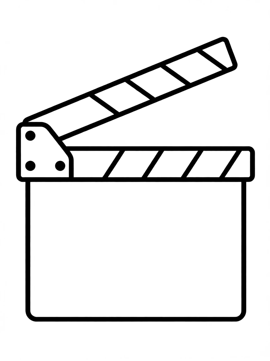 A simple outline of a clapperboard.