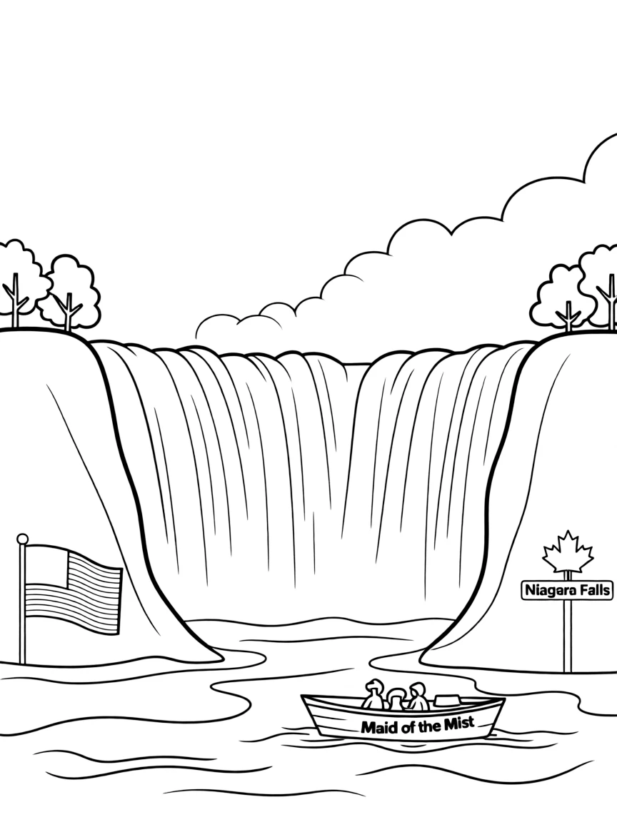 A simple outline of Niagara Falls, USA/Canada.