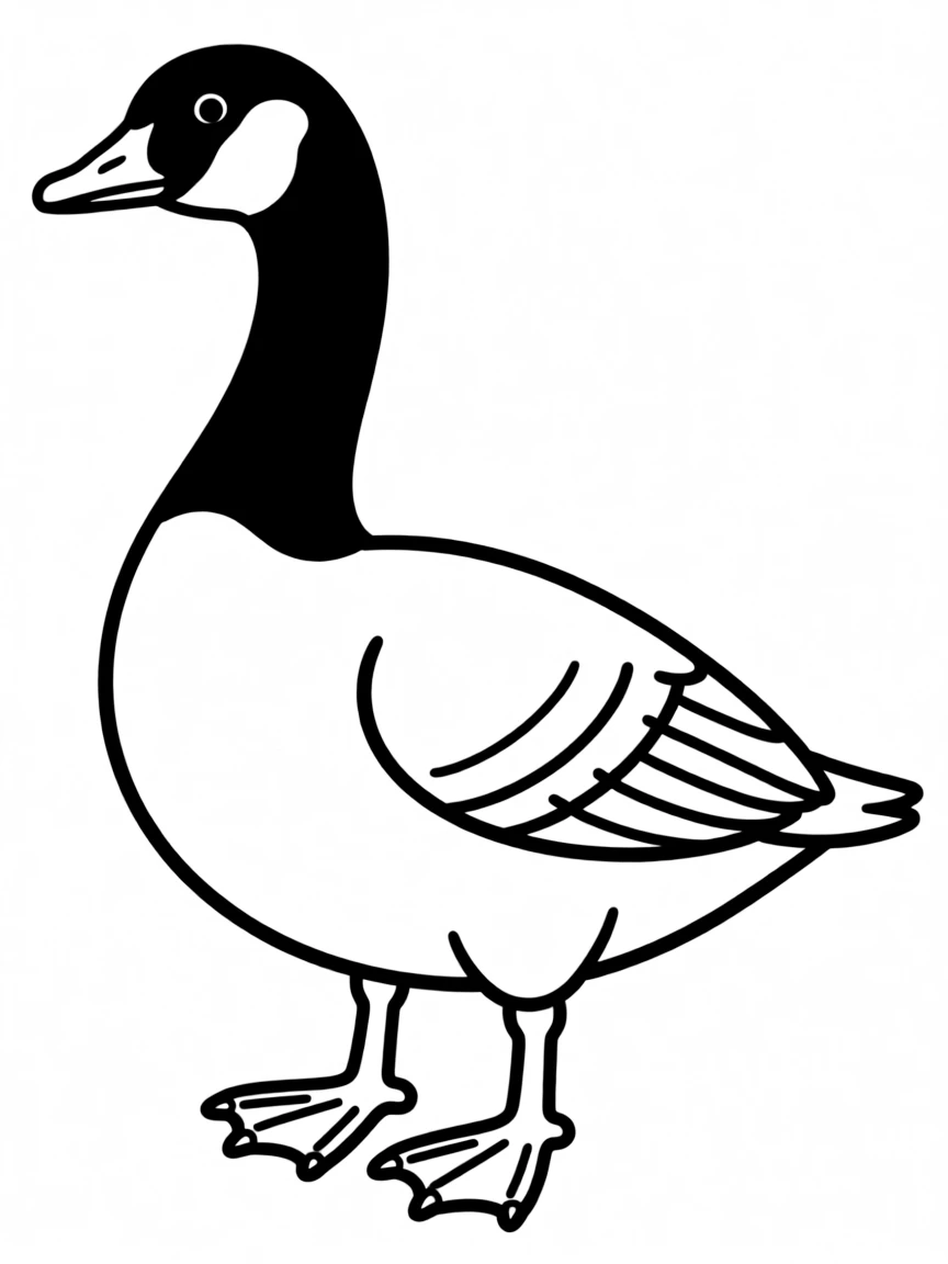 A drawing of a simplified Canadian goose.