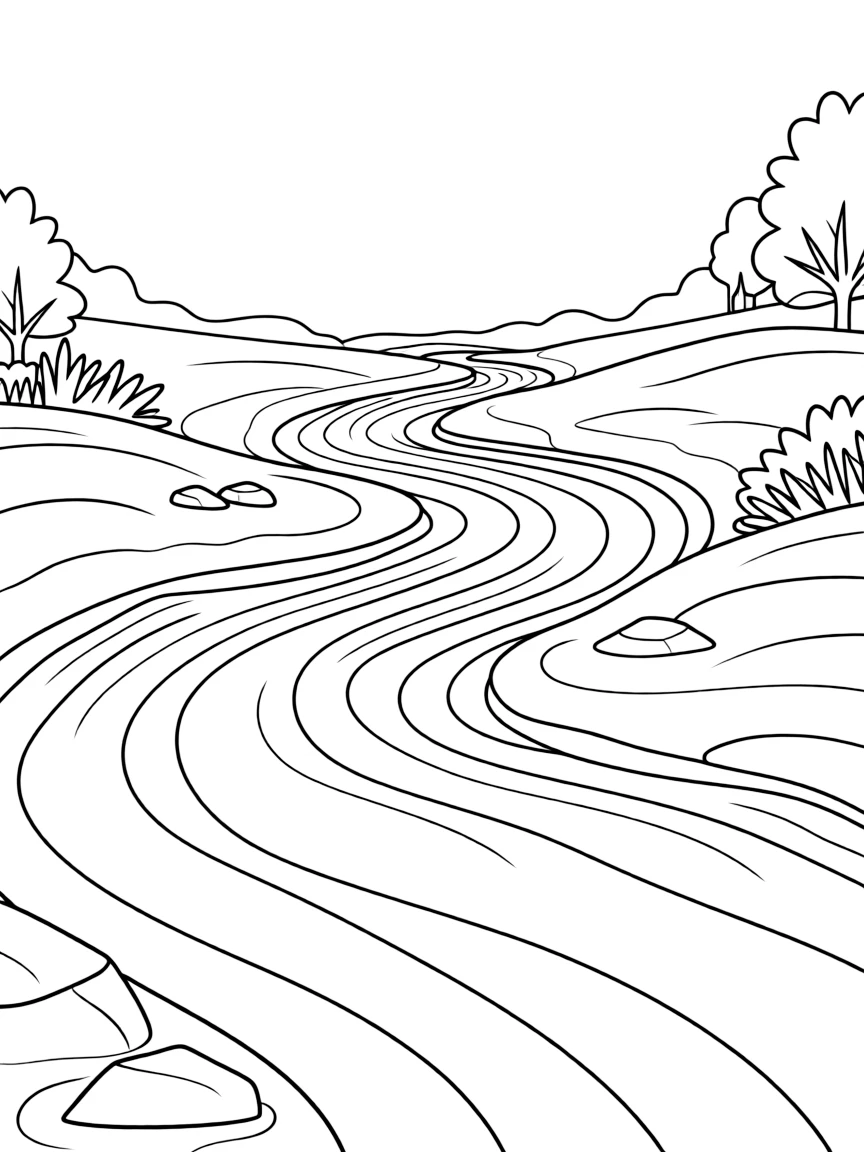 A simplified drawing of a flowing Colorado River.