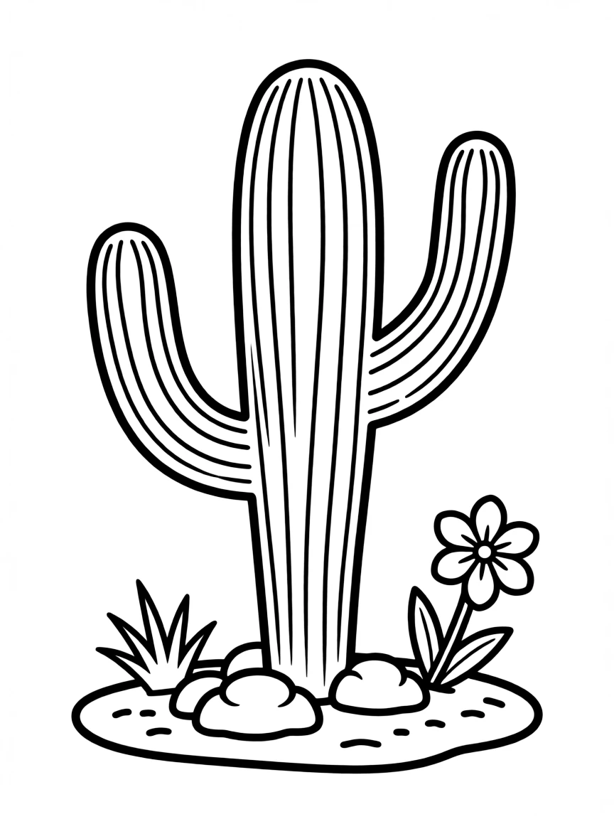 A drawing of a simplified saguaro cactus.