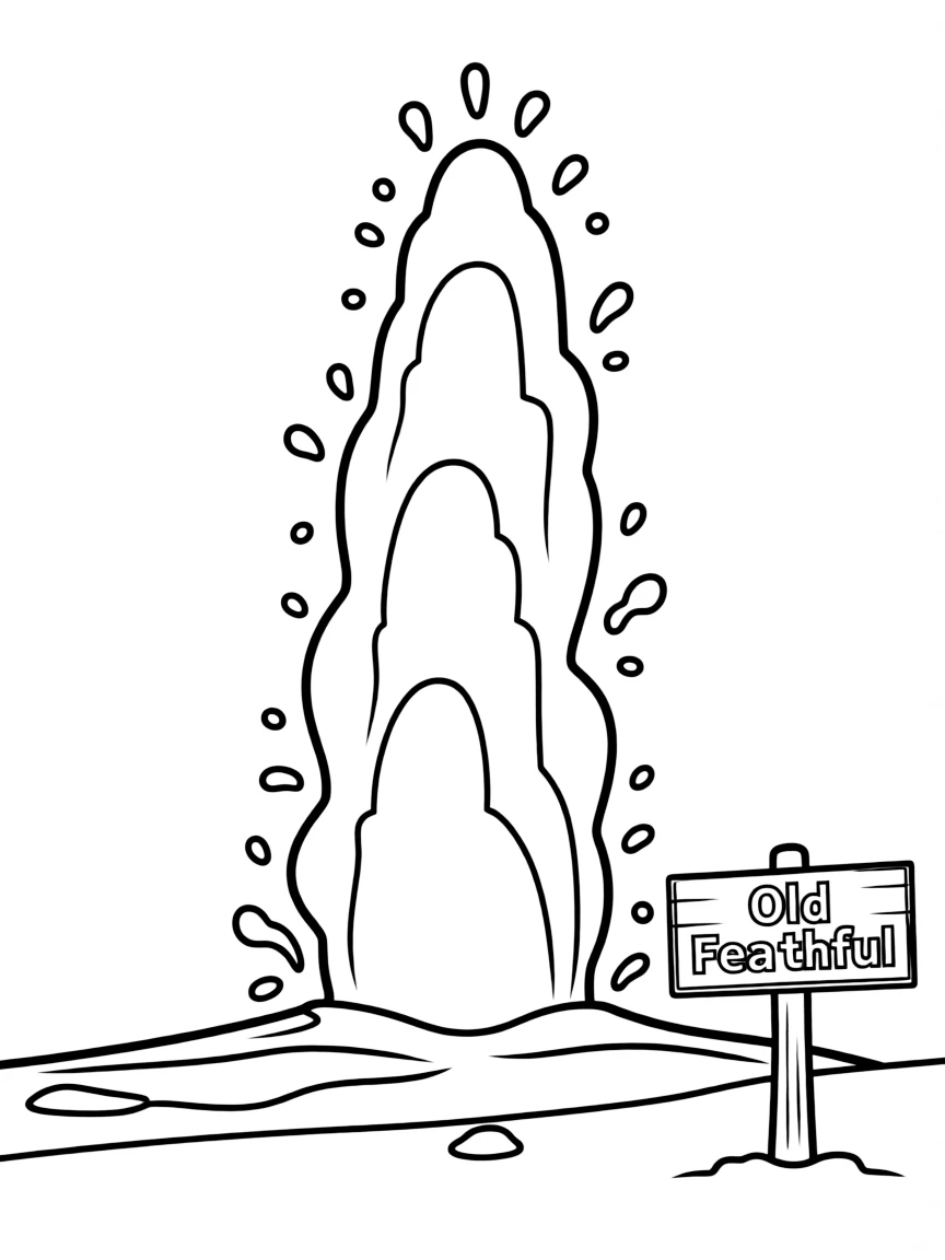 A simplified drawing of Old Faithful geyser erupting.