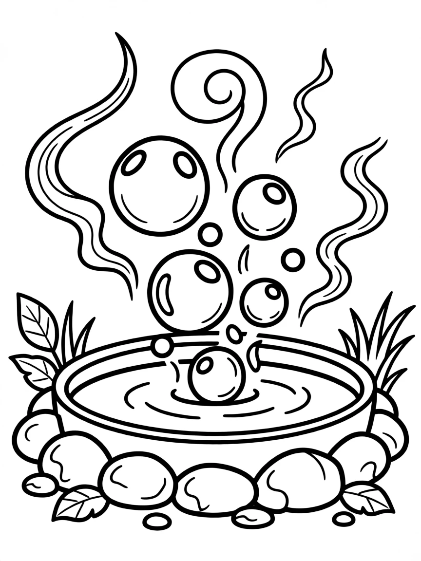 A simple outline of a bubbling hot spring.